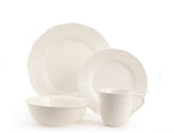 White Four Piece Weave Stoneware Service For Four Dinner Plate Set - Homeroots - Flyclothing LLC