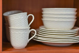 White Four Piece Weave Stoneware Service For Four Dinner Plate Set - Homeroots - Flyclothing LLC