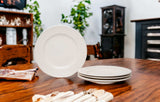 White Four Piece Round Weave Stoneware Service For Four Salad Plate Set - Homeroots - Flyclothing LLC