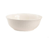 White Four Piece Round Weave Stoneware Service For Four Bowl Set - Homeroots - Flyclothing LLC
