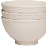 White Four Piece Weave Stoneware Service For Four Bowl Set - Homeroots - Flyclothing LLC