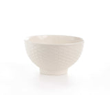 White Four Piece Weave Stoneware Service For Four Bowl Set - Homeroots - Flyclothing LLC