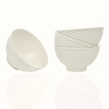 White Four Piece Weave Stoneware Service For Four Bowl Set - Homeroots - Flyclothing LLC