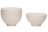 White Four Piece Weave Stoneware Service For Four Bowl Set - Homeroots - Flyclothing LLC