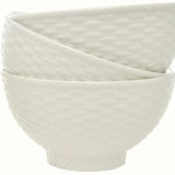 White Four Piece Weave Stoneware Service For Four Bowl Set - Homeroots - Flyclothing LLC