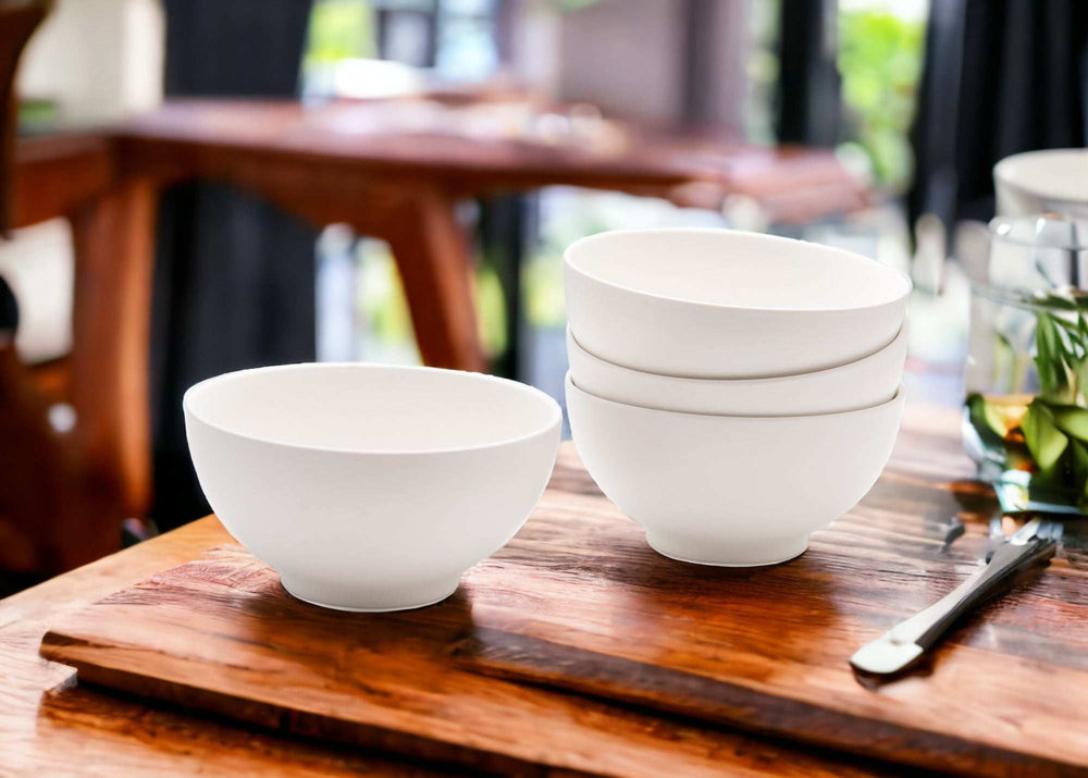 White Four Piece Porcelain Service For Four Bowl Set - Homeroots - Flyclothing LLC