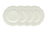 White Four Piece Round Scallop Stoneware Service For Four Salad Plate Set - Homeroots - Flyclothing LLC