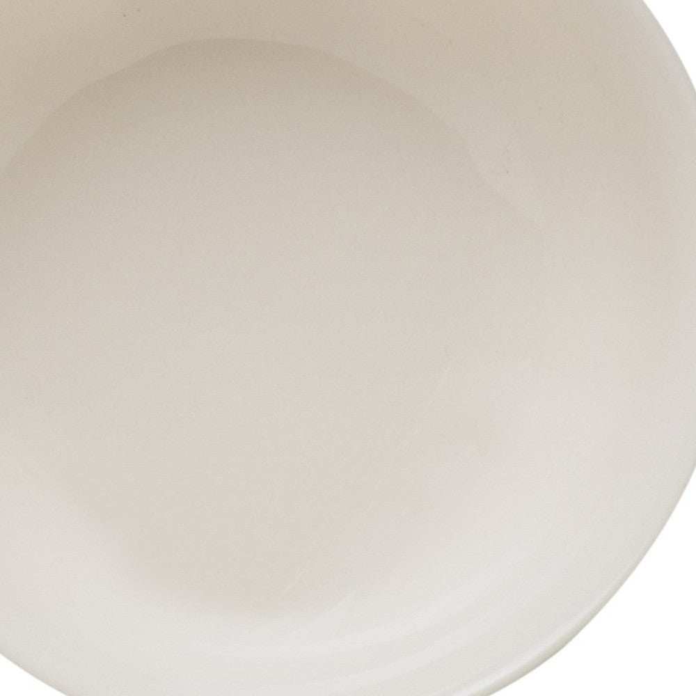 White Four Piece Round Scallop Stoneware Service For Four Bowl Set - Homeroots - Flyclothing LLC