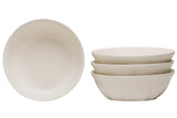 White Four Piece Round Scallop Stoneware Service For Four Bowl Set - Homeroots - Flyclothing LLC