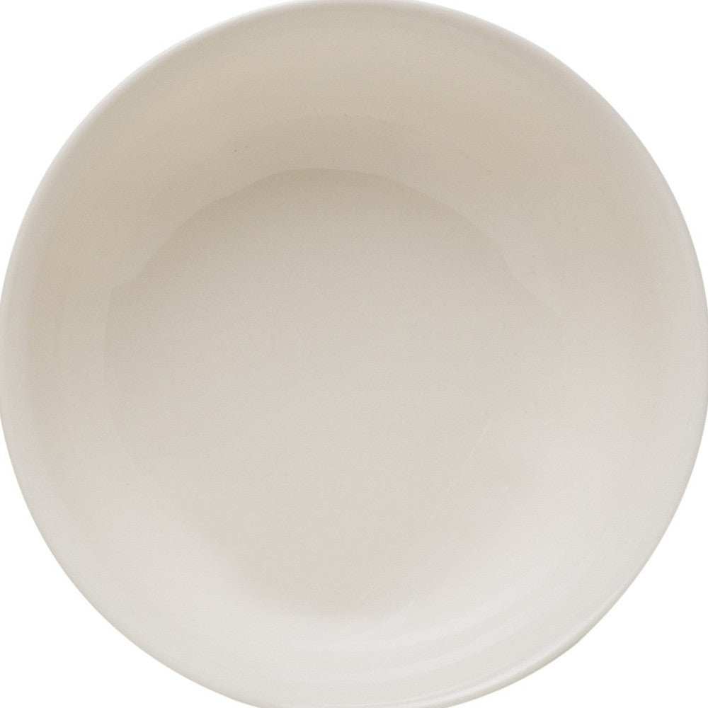 White Four Piece Round Scallop Stoneware Service For Four Bowl Set - Homeroots - Flyclothing LLC