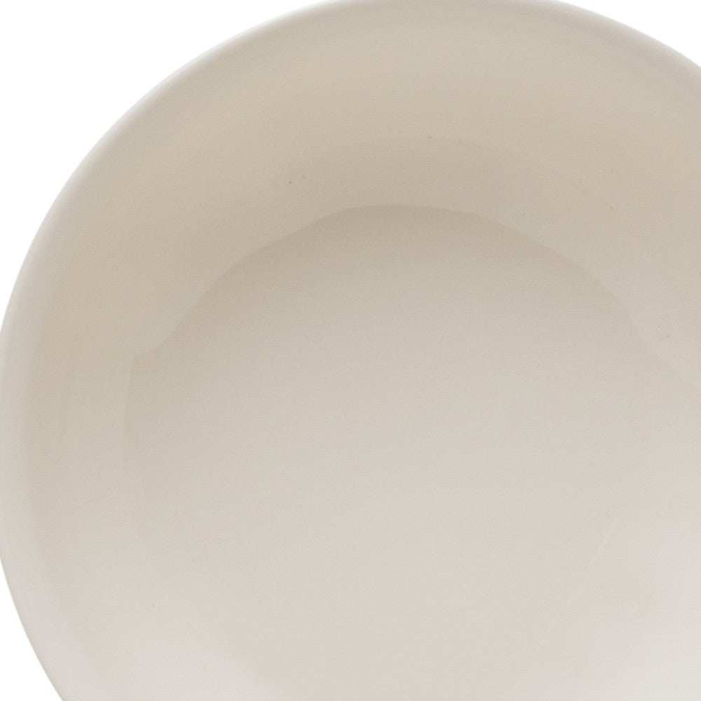 White Four Piece Round Scallop Stoneware Service For Four Bowl Set - Homeroots - Flyclothing LLC