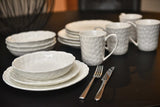 White Six Piece Round Pebbled Porcelain Service For Six Dinner Plate Set - Homeroots - Flyclothing LLC