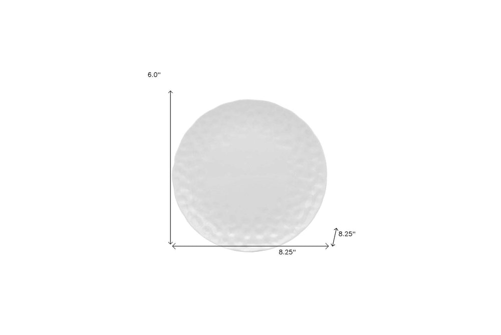 White Six Piece Round Pebbled Porcelain Service For Six Salad Plate Set - Homeroots - Flyclothing LLC