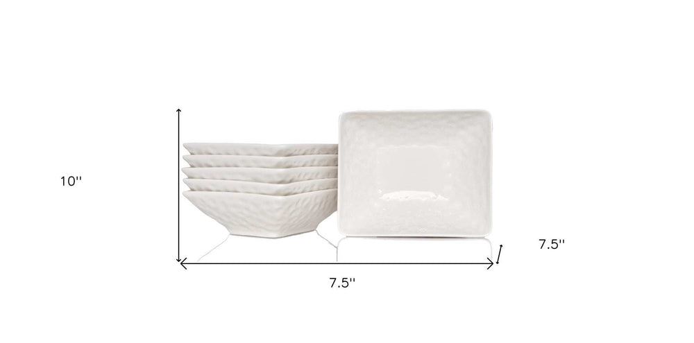 White Six Piece Pebbled Porcelain Service For Six Bowl Set - Homeroots - Flyclothing LLC