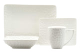 White Six Piece Rectangle Pebbled Porcelain Service For Six Dinner Plate Set - Homeroots - Flyclothing LLC