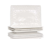 White Six Piece Rectangle Pebbled Porcelain Service For Six Dinner Plate Set - Homeroots - Flyclothing LLC
