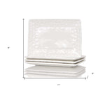 White Six Piece Rectangle Pebbled Porcelain Service For Six Dinner Plate Set - Homeroots - Flyclothing LLC