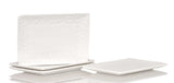 White Six Piece Rectangle Pebbled Porcelain Service For Six Salad Plate Set - Homeroots - Flyclothing LLC