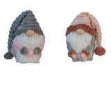 Set Of Two 11" Grey And Pink Fabric Christmas Gnome - Homeroots