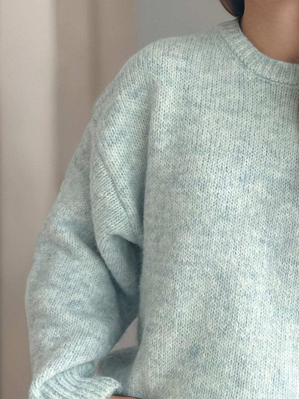 Round Neck Long Sleeve Sweater - Trendsi - Flyclothing LLC