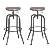 Set of Two Brown And Black Solid Wood And Steel Swivel Backless Counter Height Bar Chairs - Homeroots - Flyclothing LLC