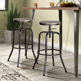 Set of Two Brown And Black Solid Wood And Steel Swivel Backless Counter Height Bar Chairs - Homeroots - Flyclothing LLC