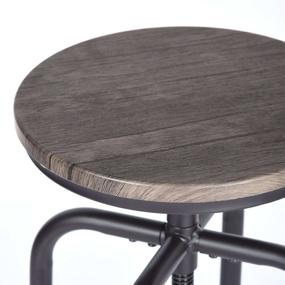 Set of Two Brown And Black Solid Wood And Steel Swivel Backless Counter Height Bar Chairs - Homeroots - Flyclothing LLC