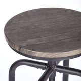 Set of Two Brown And Black Solid Wood And Steel Swivel Backless Counter Height Bar Chairs - Homeroots - Flyclothing LLC