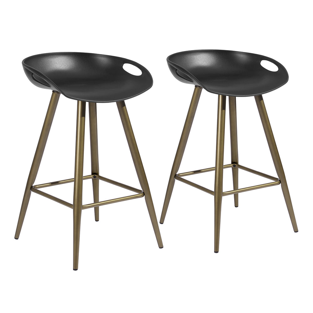 Set of Two 24" Black And Bronze Steel Backless Counter Height Bar Chairs - Homeroots - Flyclothing LLC