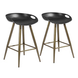 Set of Two 24" Black And Bronze Steel Backless Counter Height Bar Chairs - Homeroots - Flyclothing LLC