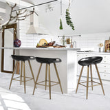 Set of Two 24" Black And Bronze Steel Backless Counter Height Bar Chairs - Homeroots - Flyclothing LLC