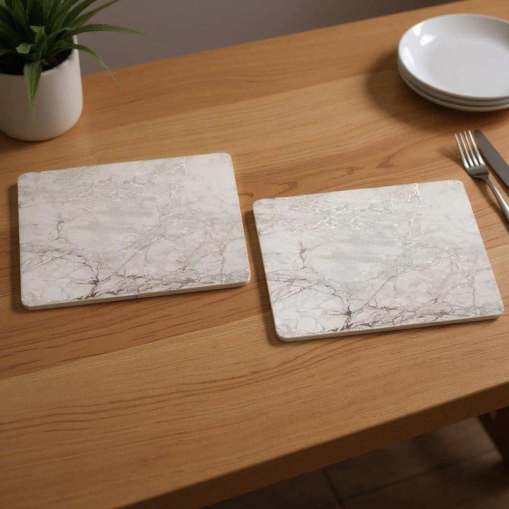 Set of Two Silver Swirl Cork Rectangular Indoor Outdoor Placemats - Homeroots - Flyclothing LLC