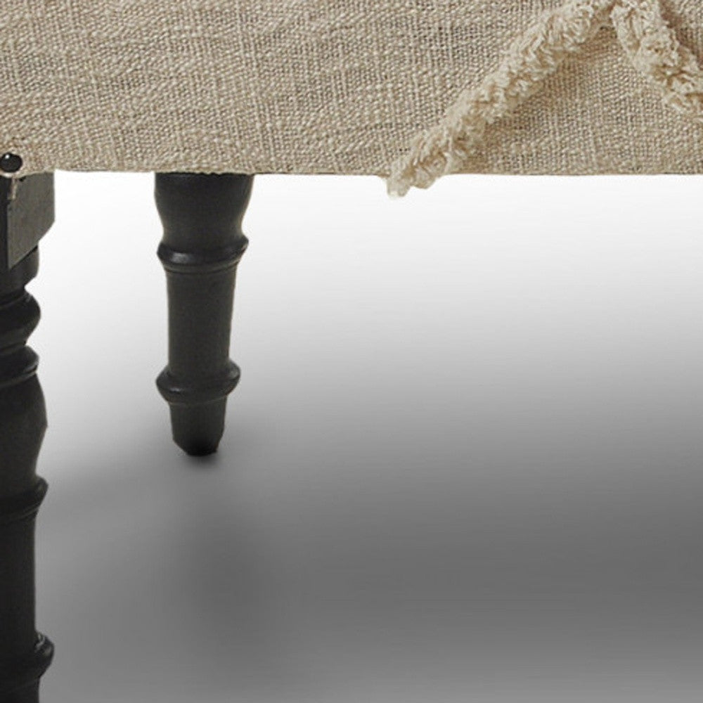 47" Cream And Black Leg Abstract Upholstered Bench - Homeroots