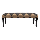 47" Tan And Black Black Leg Checkered Upholstered Bench - Homeroots - Flyclothing LLC