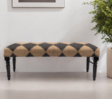 47" Tan And Black Black Leg Checkered Upholstered Bench - Homeroots - Flyclothing LLC