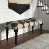 47" Tan And Black Black Leg Checkered Upholstered Bench - Homeroots - Flyclothing LLC