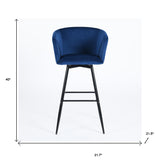 Set of Two 28" Rose And Black Velvet And Steel Low Back Bar Height Bar Chairs