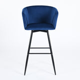 Set of Two 28" Rose And Black Velvet And Steel Low Back Bar Height Bar Chairs