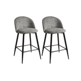 Set of Two 26" Gray And Black Steel Low Back Counter Height Bar Chairs