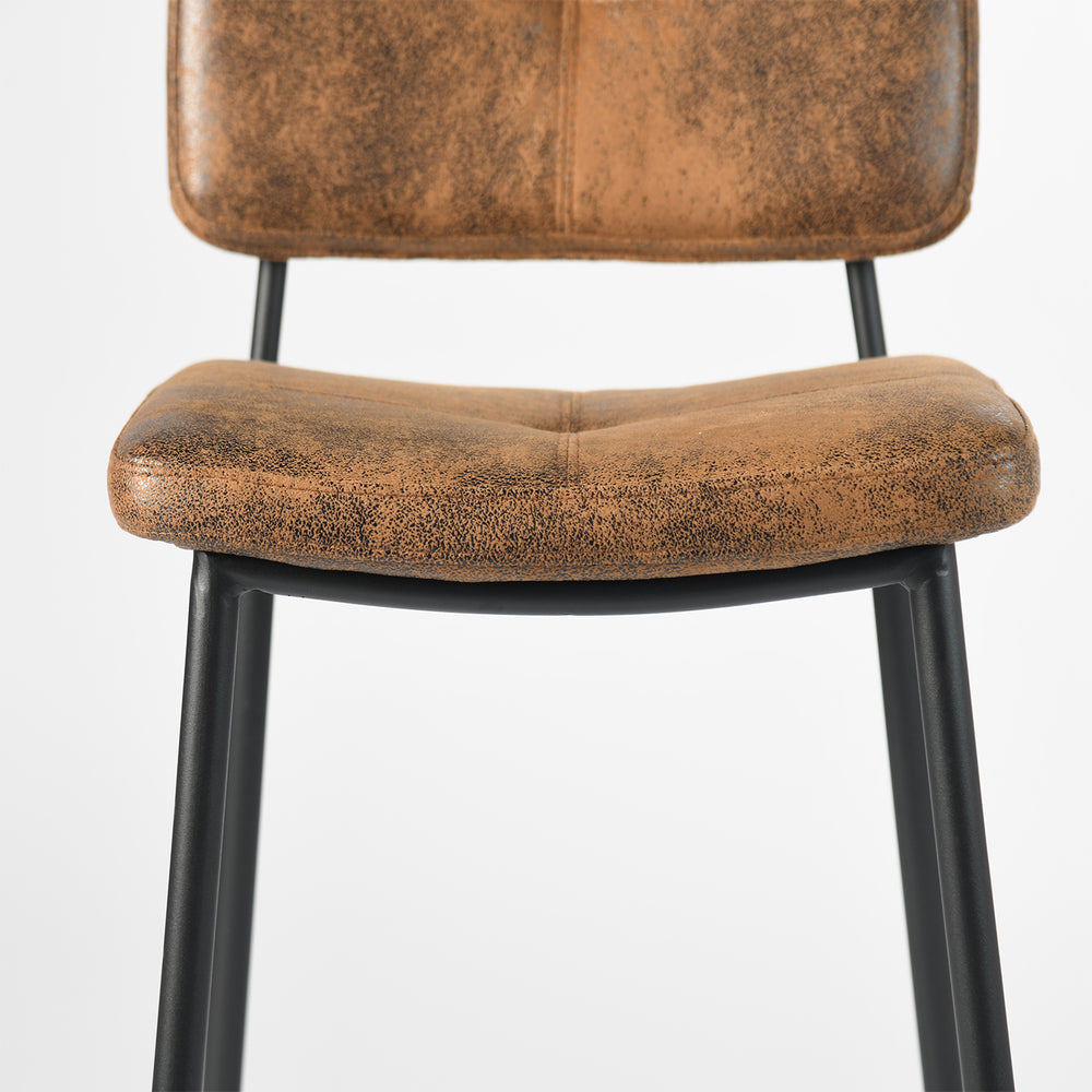 Set of Two 27" Brown And Black Faux Leather And Steel Low Back Counter Height Bar Chairs - Homeroots - Flyclothing LLC