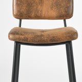 Set of Two 27" Brown And Black Faux Leather And Steel Low Back Counter Height Bar Chairs - Homeroots - Flyclothing LLC