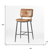 Set of Two 27" Brown And Black Faux Leather And Steel Low Back Counter Height Bar Chairs - Homeroots - Flyclothing LLC