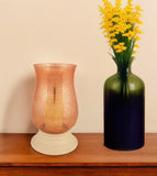 14" Coral Glass Centerpiece Hurricane Candle Holder With Candle - Homeroots