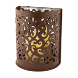 9" Brown Iron Floral Wall Sconce Candle Holder With Candle - Homeroots - Flyclothing LLC