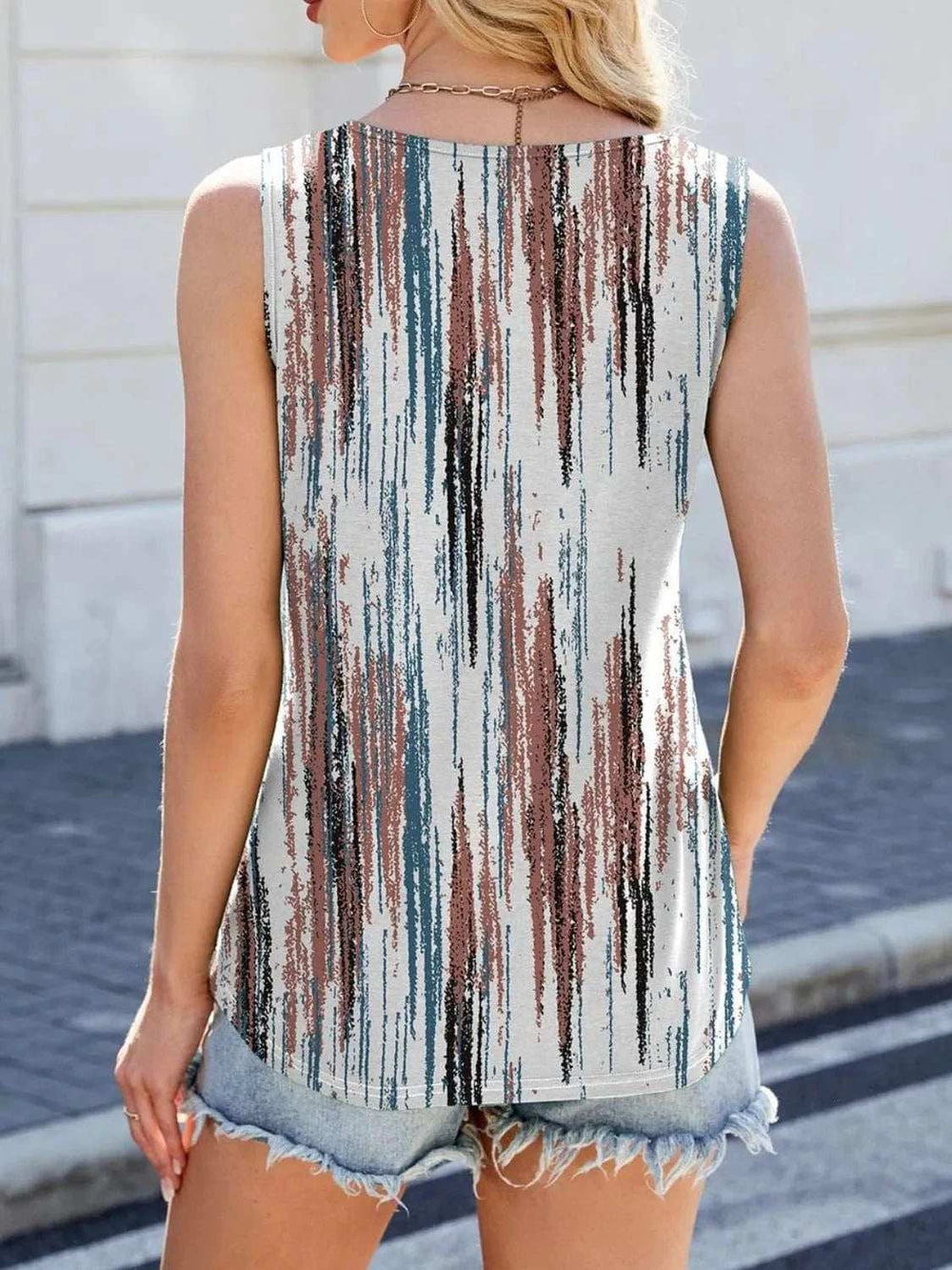 Printed Scoop Neck Wide Strap Tank - Trendsi - Flyclothing LLC