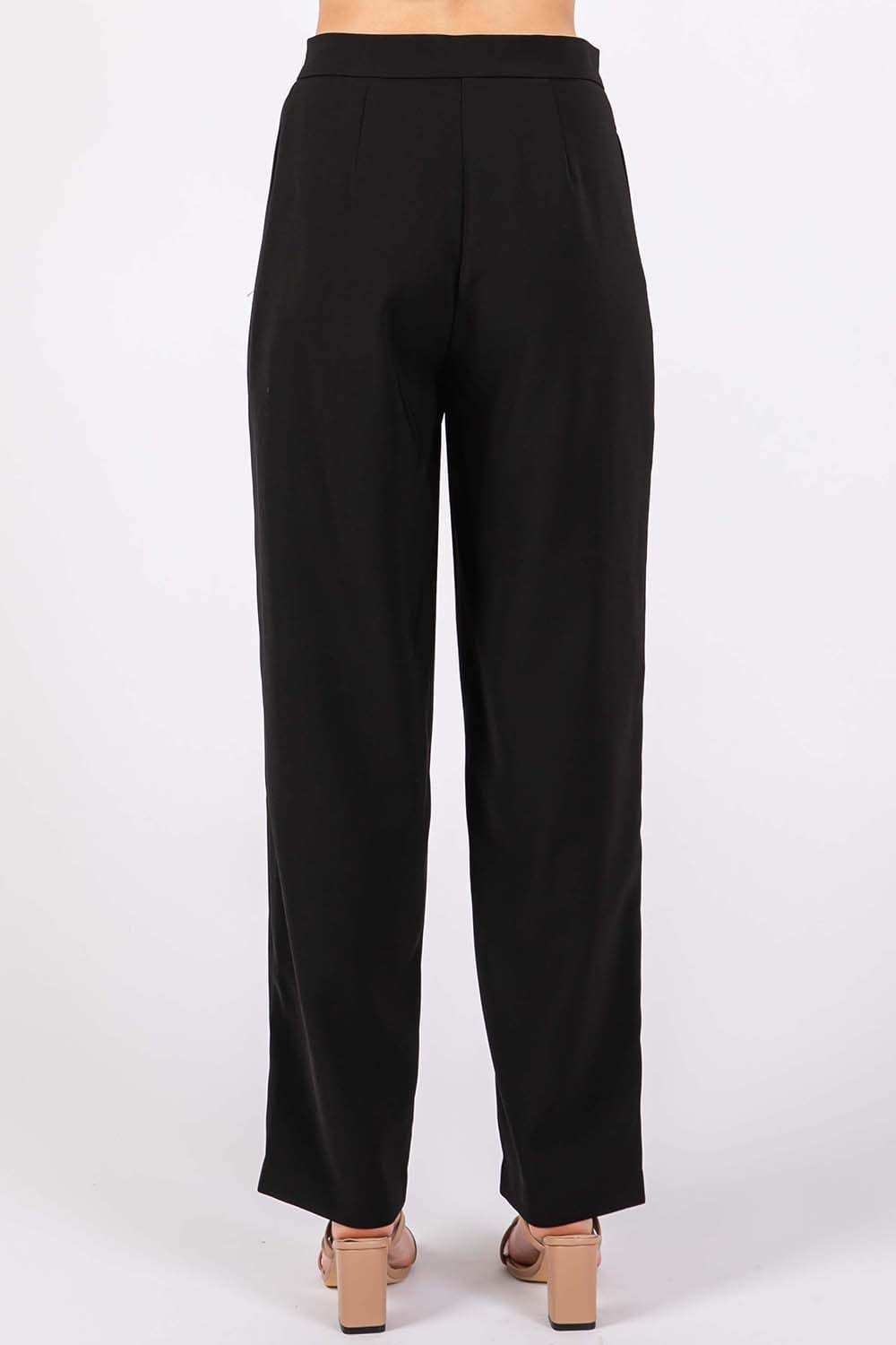 GeeGee High-Waisted Pleated Pants - Trendsi - Flyclothing LLC
