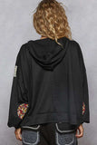 POL Peace Patch Floral Long Sleeve Hoodie - Trendsi - Flyclothing LLC