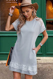 Lace Detail Round Neck Short Sleeve Dress - Trendsi - Flyclothing LLC