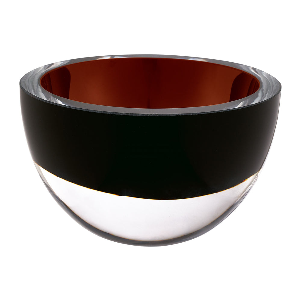 6" Brown Mouth Blown Crystal Thick Walled Bowl - Homeroots