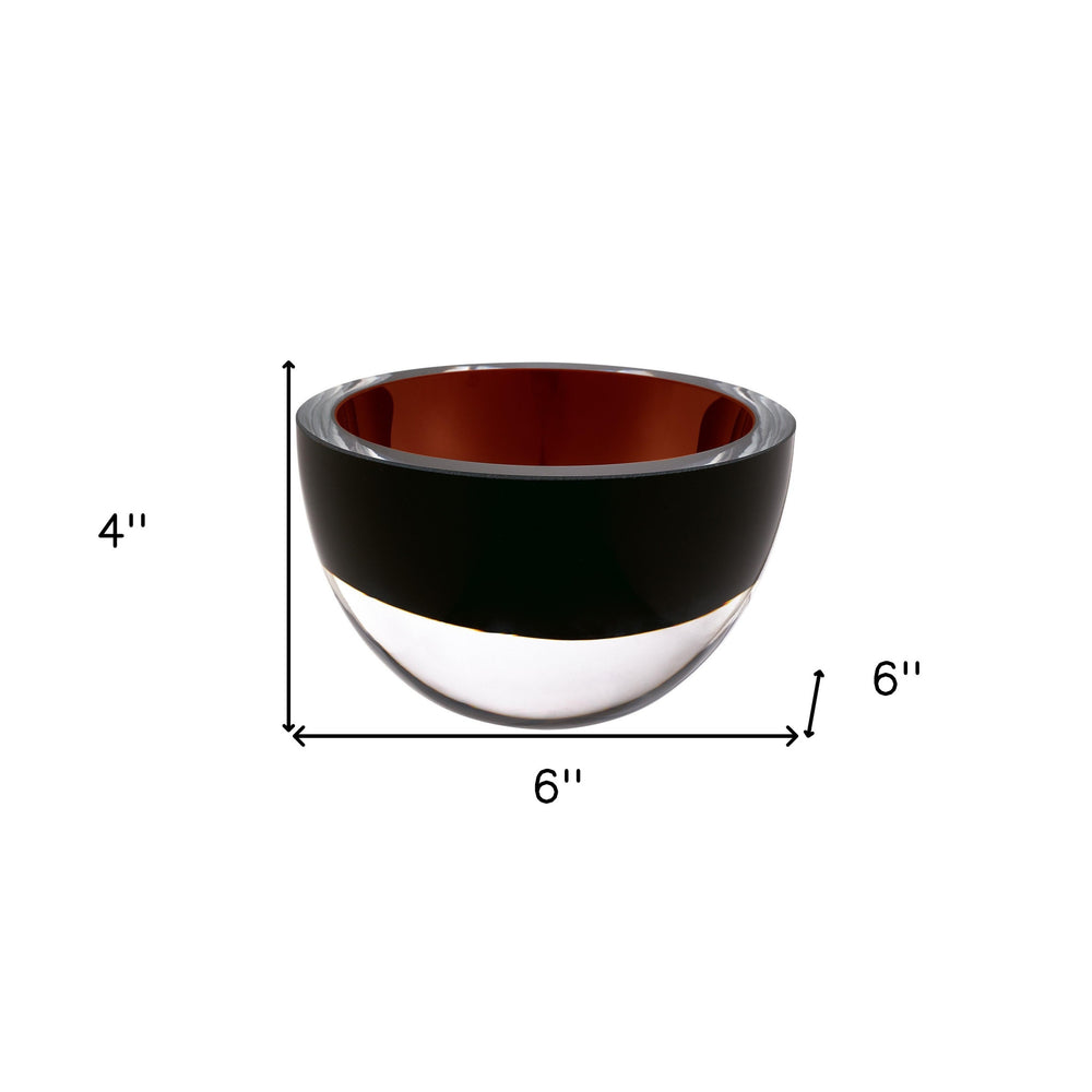 6" Brown Mouth Blown Crystal Thick Walled Bowl - Homeroots